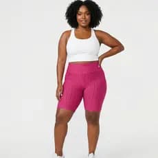 Bermuda Suplex Brocada Texturizada Plus Size Para Academia Disfarça Celulite