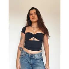 Cropped Isa Manguinha estilo Bolero Poliamida Proteção UV com decote