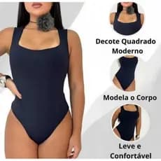 KIT COM 2 BODY FEMININO REGATA  DECOTE QUADRADO SLIM