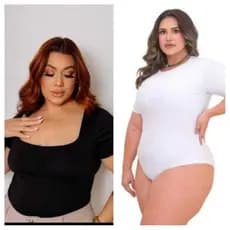 KIT COM 2 BODY PLUS SIZE FEMININO MANGA CURTA GOLA CARECA + GOLA QUADRADA