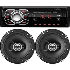 Kit Som Automotivo Bluetooth & Alto Falantes 6 Polegadas MP3 1 Din Universal Leitor SD e Auxiliar