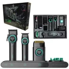 Combo Vgr Stepless 3 in 1 Corte + Acabamento + Shaver + Stand + BRINDE 500Gola Higienica ou Borrifador ou Pente