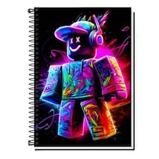 Caderno Escolar Gamer  Roblox Capa Dura com Espiral Resistente – 1, 10, 15 ou 20 Matérias Diversão na sua Mochila