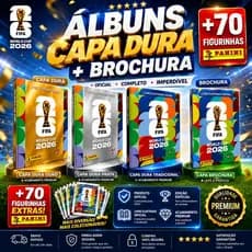 Álbum Panini Copa 2026 Oficial Capa Dura Premium + figurinhas  Especial Capa Dura Ouro, Prata e Brochura