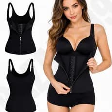 Cinta Modeladora Feminina com Zíper e Dupla Compressão Ajustável para Redução de Cintura e Barriga