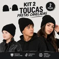 Kit 2 Touca (duas) Preta Infantil para Inverno / Frio