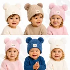 Touca Gorro Infantil Com Pompom - Conforto Estilo para o Inverno Menino Menina