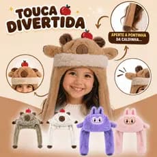 Touca Infantil Pelúcia De Capivara Capi Levanta Orelha e tem SOM Fofo com forro