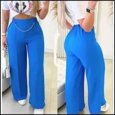 Kit 2 Calças Pantalona Feminina Elegante Estilosa Social Sofisticada Alfaiataria Com Bolso Corrente