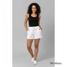 Shorts Feminino Alfaiataria Com Laço Duna Com Bolso Nas Laterais Casual Soltinho Várias Cores
