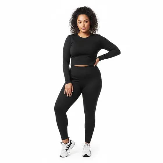Calça Legging  Preta Plus Size Cós Alto Feminina Zero Transparencia Confortável e Tecido Respirável