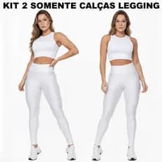 Kit 2 Calças Legging Cirre 3D Cós Alto Feminino Suplex Várias Cores ZigZag Social Ou Casual