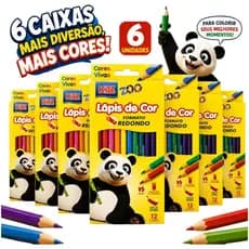6 Caixinha Lápis De Cor Redondo 12 Cores Vibrante Flexível 12 Cores