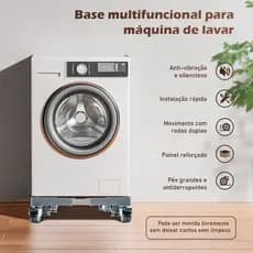Suporte Para Geladeira / Maquina De Lavar E Fogão Inox Com Rodinhas Base Carrinho Móvel Flexível