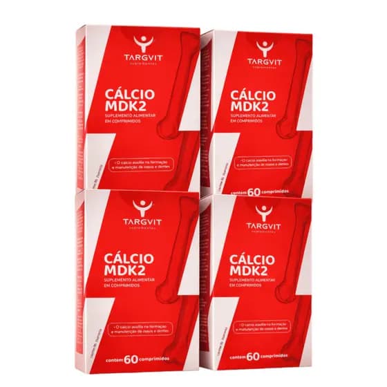 Kit com 4 Cálcio MDK2 Targvit Suplemento Alimentar 60 Comprimidos