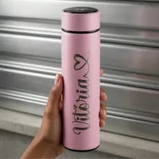 Garrafa Térmica 500ml Com Termômetro Digital LED + Nome Personalizado à Laser