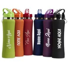 Squeeze de alumínio 750ml Garrafa c/ bico de Canudo Personalizada com Nome