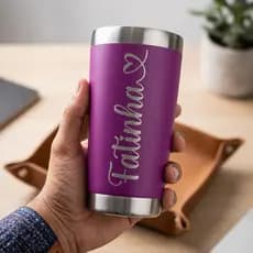 Copo Térmico Inox Com Tampa Gravação do Nome Grátis Abridor  Personalizado