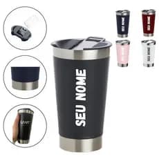 Copo Térmico Personalizado Com Nome Logo Time Com Tampa E Variação Cores