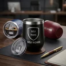 Copo Cuia Térmico Com Tampa Personalizado 360ml Personalize Com Seu Nome Time ou Logo