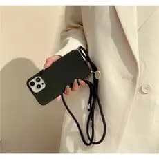 Capinha com Cordão de Veludo Luxo Protetora Aveludada para Capa iPhone 11 12 13 14 15 16