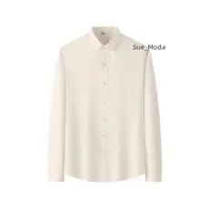 Camisa Social De Botão Masculina Manga Longa Tecido Com Elastano Importado Slim Fit