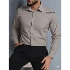 Camisa Social De Botao Masculina Manga Longa Tecido MicroFibra Silm Fit Cor Novo