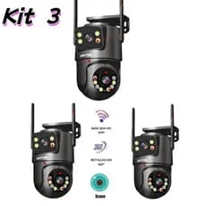 KIT Câmera De Segurança a Prova de água Lente Dupla APP Icsee/YOOSEE IP66 Camera IP WiFi 360