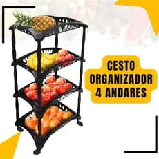 Fruteira Organizador Vertical Com Rodinhas 3 ou 4 Cestos Andares