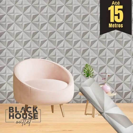 Papel de Parede PREMIUM Geometrico Acinzentado 5 Metros x 45cm Adesivo Autocolante Sala Quarto