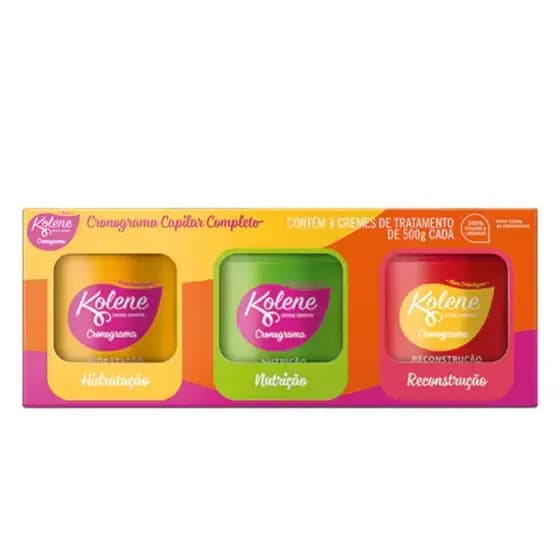 Kit Cronograma Capilar Kolene C/ 3 Máscaras de 500g Cada