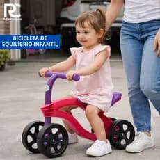 Bicicleta Equilíbrio Andador Infantil Futurista Sem Pedal 4 Rodas Azul Vermelho Rosa Segura Leve
