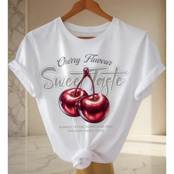 Camiseta Blusa Feminina 100% Algodão Premium Cherrie Leve