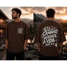Camiseta Oversized Cristã João 14:6 Gospel Streetwear Unissex Premium