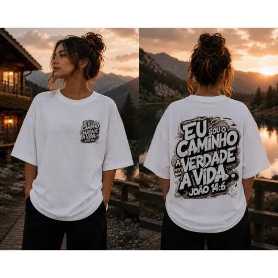 Camiseta Oversized Feminina Gospel Jesus João 14:6 Moda Cristã Streetwear