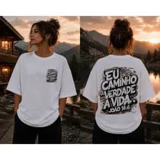 Camiseta Oversized Feminina Gospel Jesus João 14:6 Moda Cristã Streetwear
