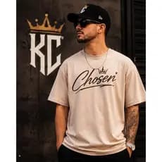 Camiseta Oversized Chosen Masculina Streetwear Premium 100% Algodão Gospel Cristã Estilo Urbano