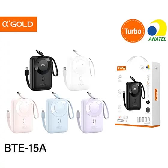 Bateria Portatil Turbo 10000mAh Powerbank 22.5W Lightning e Tipo-C BTE-15A