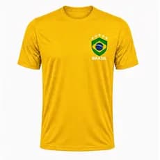 Camiseta Dry Fit Amarela Torcida Brasil Jogos e Eventos Anti Odor Respirável UV+50 Caimento Moderno
