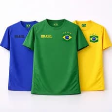 Kit 3 Camiseta Brasil Masculina Copa 2026 Dri Fit Esportiva Verde Amarela Azul Torcedor Seleção