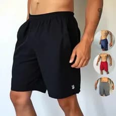 Bermuda Tactel Masculina Premium, Bolsos Laterais - Academia, Casual e Esportivo