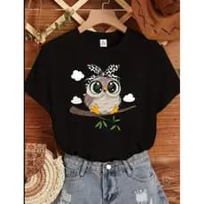 Camiseta Feminina Coruja 100% Algodão Varias Cores Envio Imediato