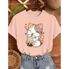 Camiseta Infantil Menina Gatinho Várias Cores 100% Algodão Envio Imediato