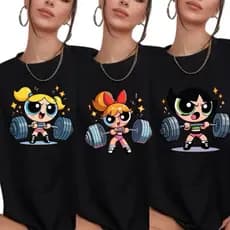 Camiseta Feminina Meninas Super poderosas Docinho Lindinha Florzinha Academia fitness 100% algodão