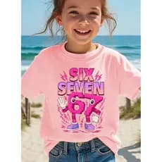 Camiseta Infantil Menina 67 Six Seven Várias Cores 100% Algodão Envio Imediato