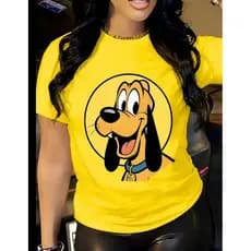 Camiseta Feminina Personagem Pluto Varias Cores 100% Algodão Envio Imediato