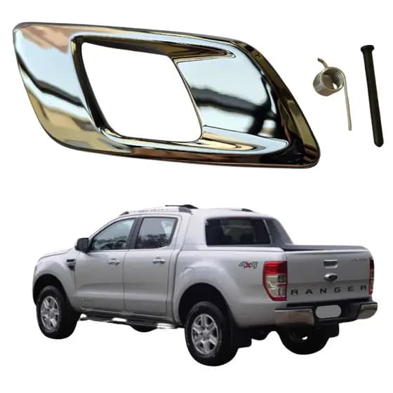 Maçaneta Interna Prata Cromada Ford Ranger 2012 até 2021 Puxador Abridor Gatilho