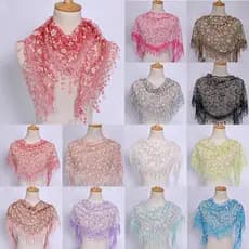 Lenço De Laço Feminino Tassel Sheer Triangle Hollow Out Floral Multicolor Temperamento Moda Cachecóis Shawls