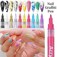 Caneta De Manicure À Prova D'água Multicolor Pintura Abstracta De Unhas Linha De Desenho Decoração