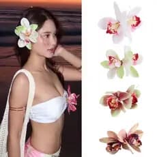 Fita De Magnólia Flor Dupla Simulação Grampo De Cabelo Boêmio Estilo Férias Doce Headwear